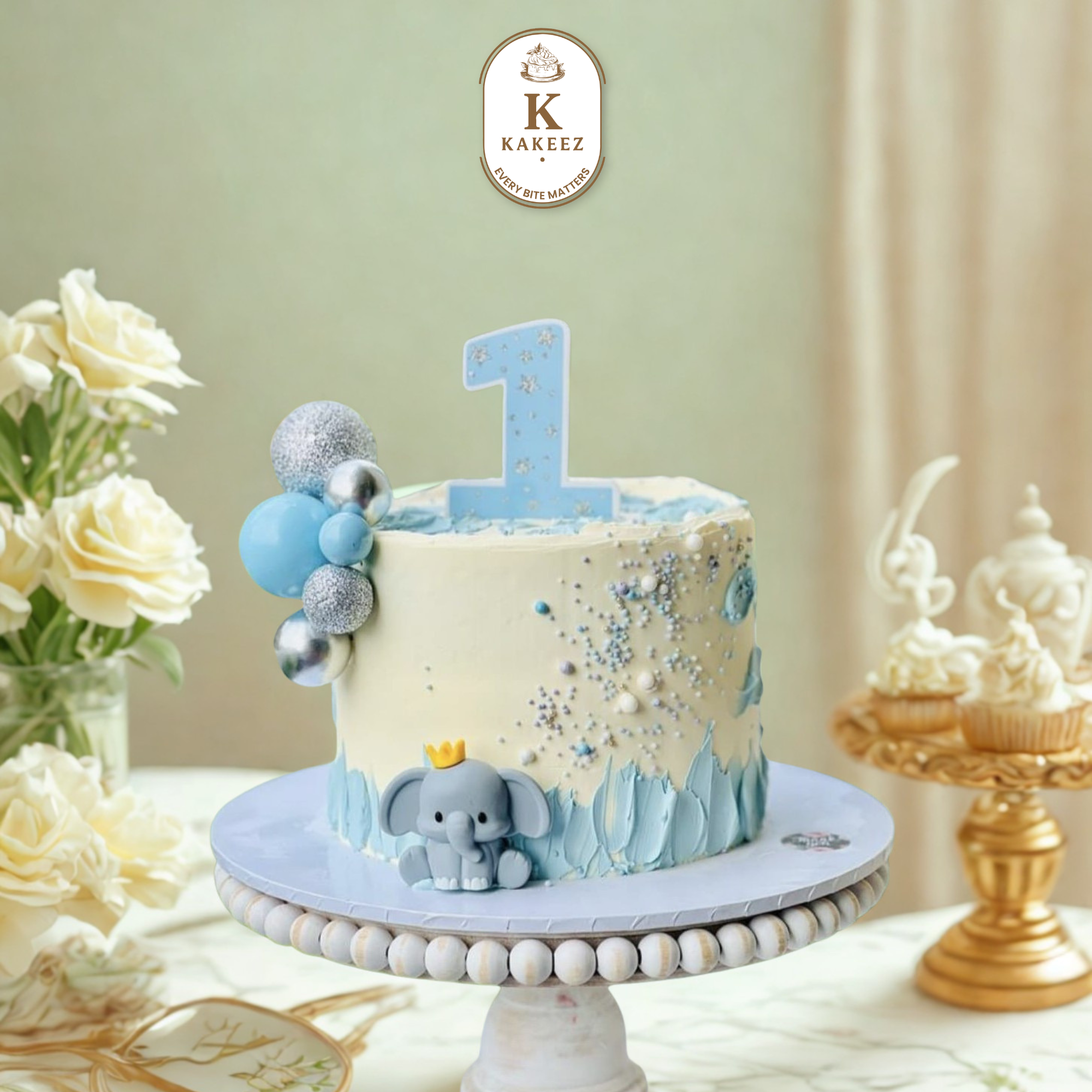 Elephant Baby Boy Cake